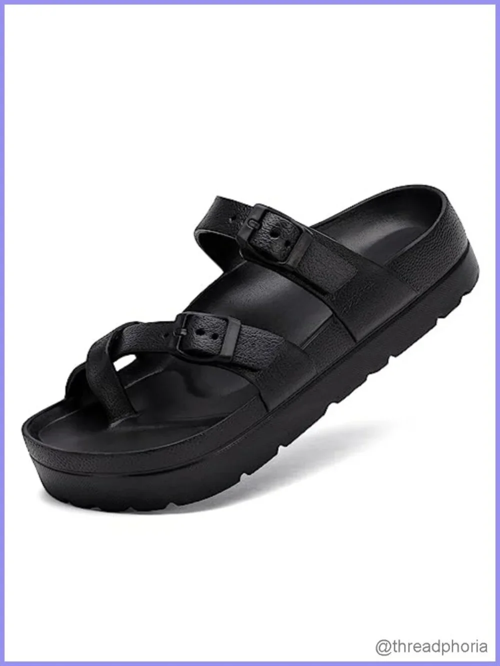 Womens Platform Sandals Arch Support Adjustable Buckle Slides Summer